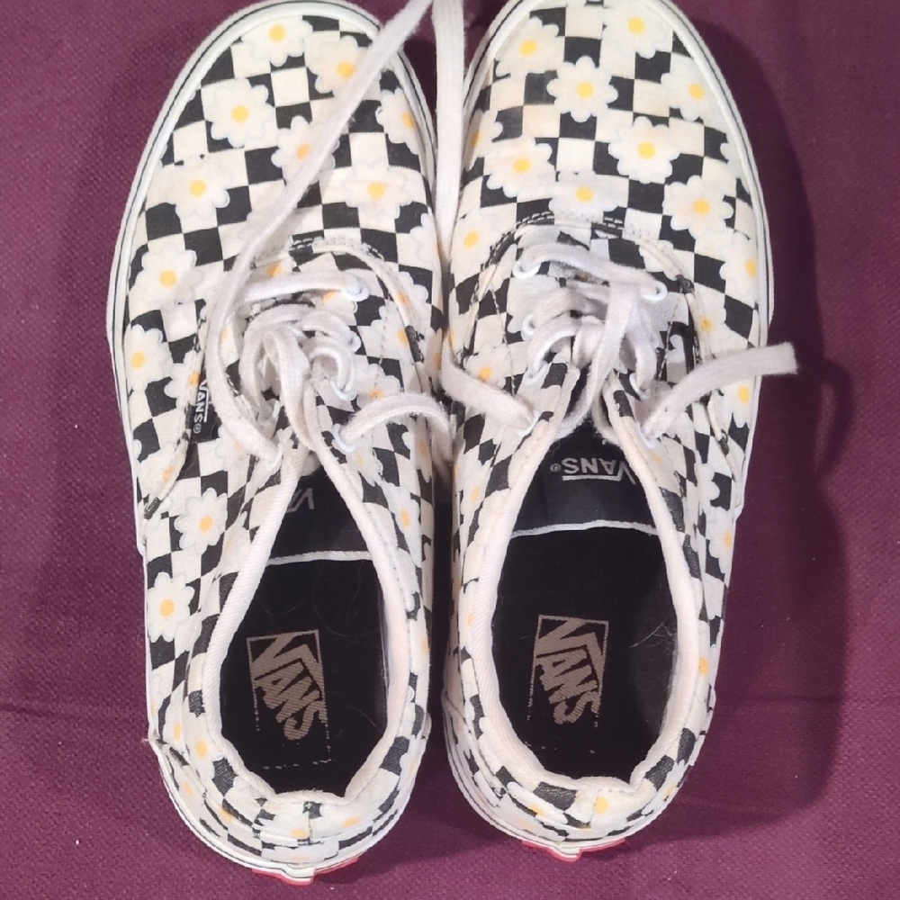 Vans Daisy Checkerboard Sneakers - Black and White